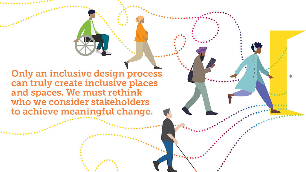 A group of people walking.